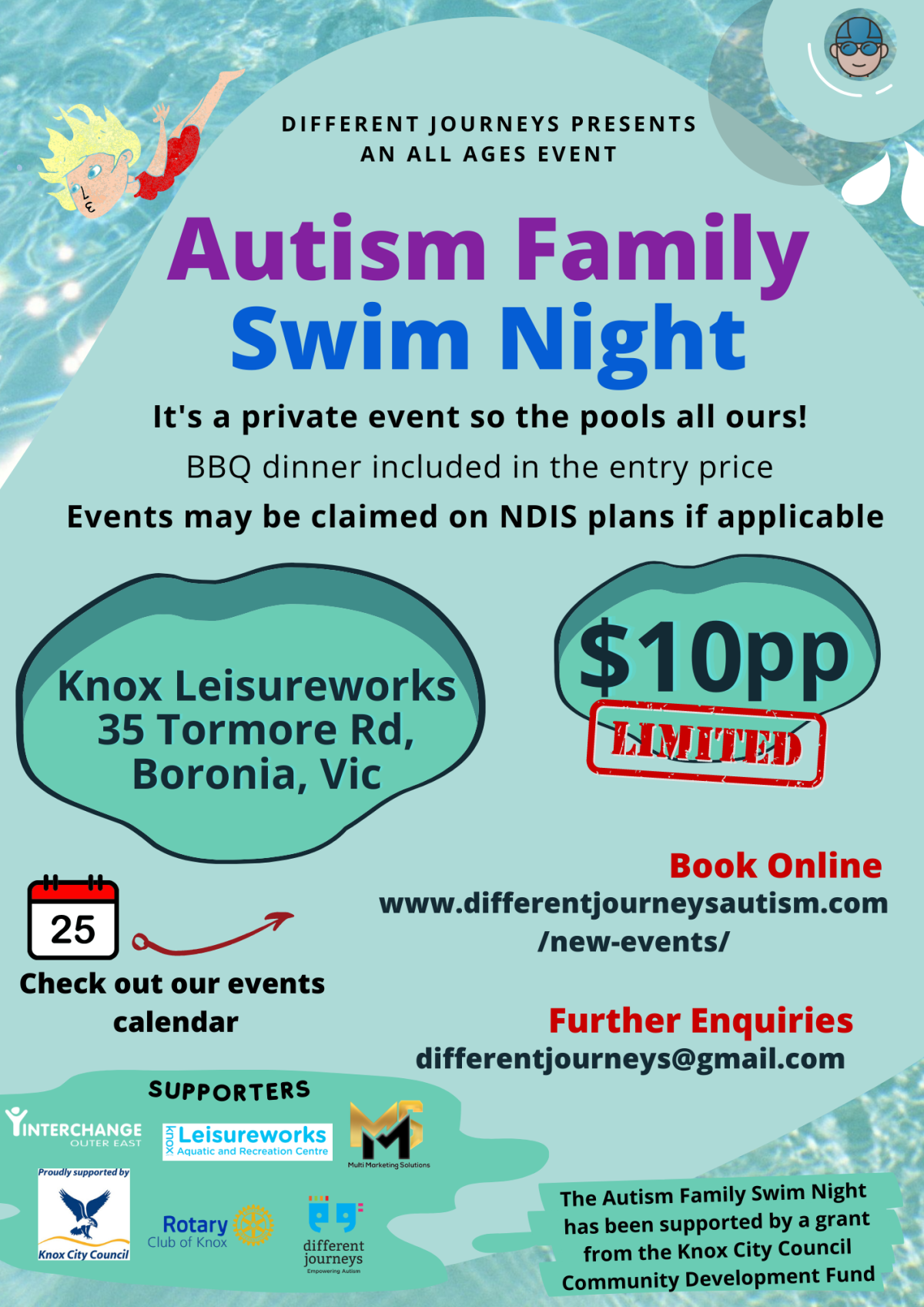 Autism Family Swim Night at Knox Leisureworks