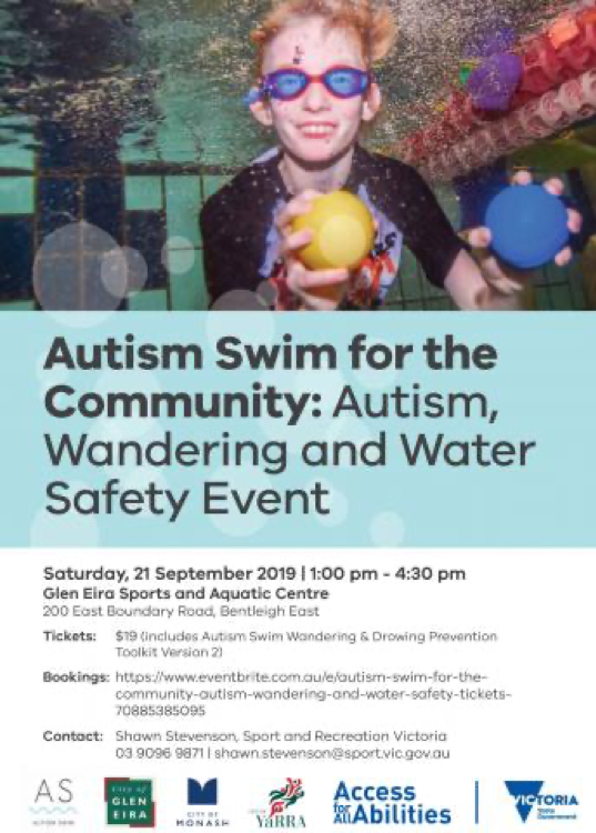 Autism Swim for the Community: Autism, Wandering and Water Safety Event flyer